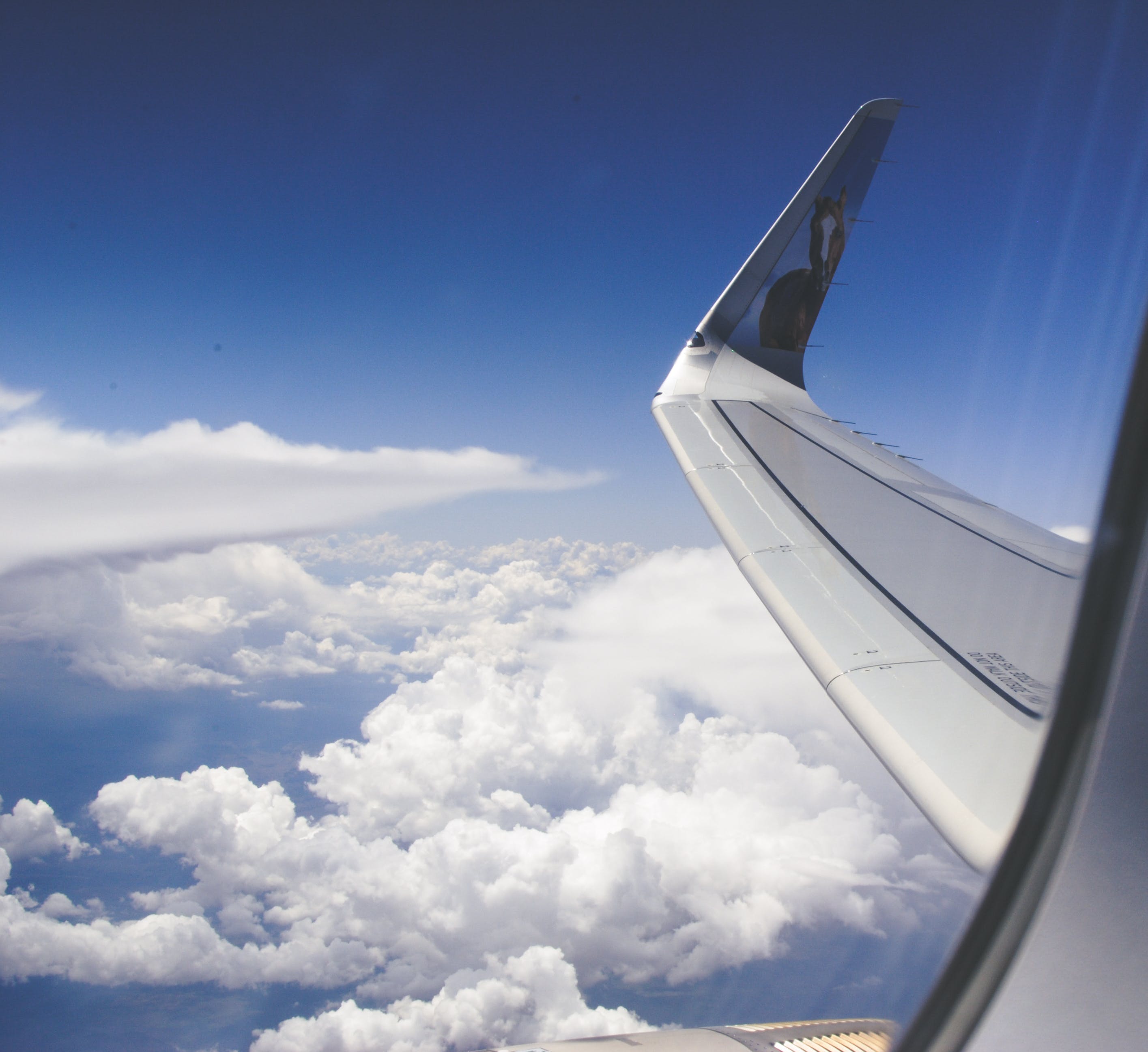 Sky and clouds out a plan window